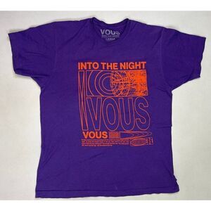 Vous Church Into The Night Graphic T-shirt Men Large Purple Short Sleeve